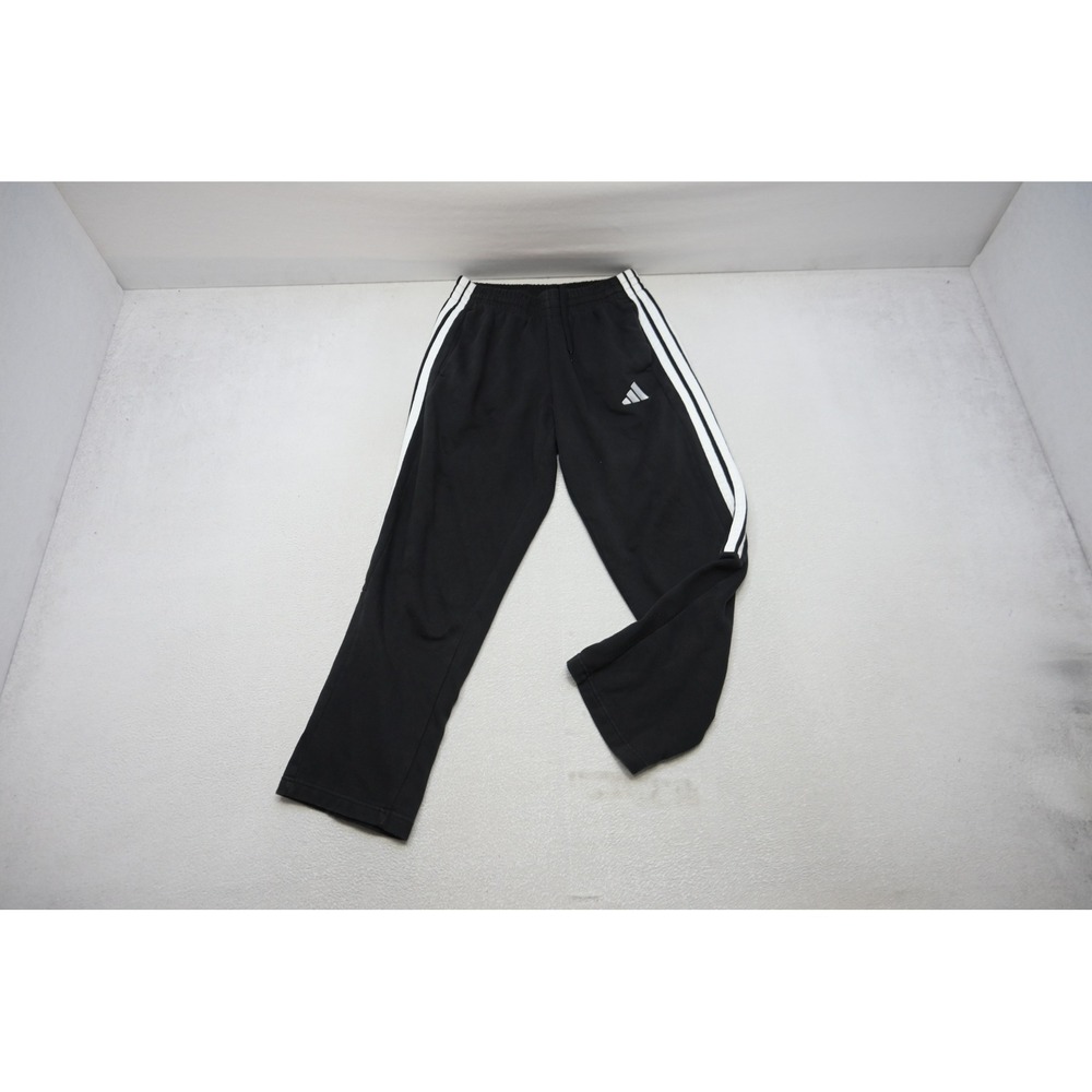 Adidas Sweatpants Mens Medium Black 3 Stripe Athletic Pants Performance EUC